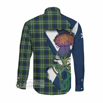 Tartan Vibes Clothing Spottiswood Tartan Family Crest Long Sleeve Button Shirt Scottish Thistle Celtic Inspired