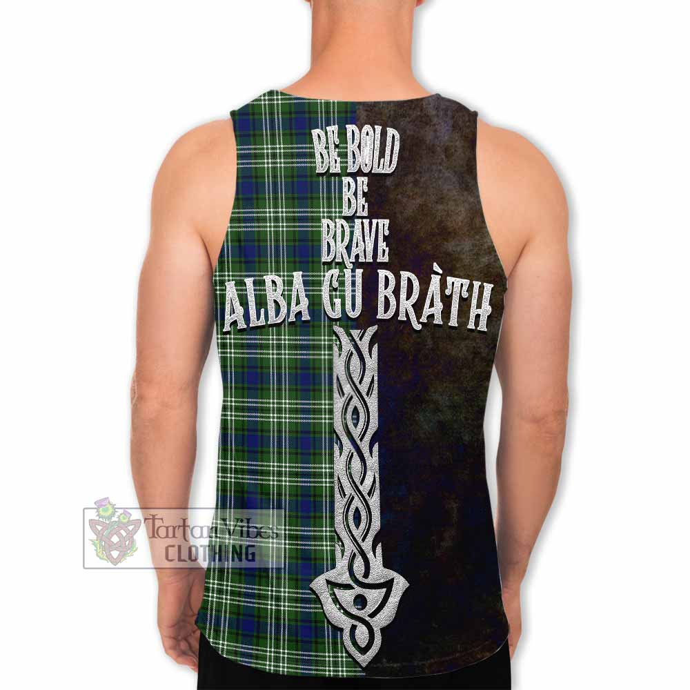 Tartan Vibes Clothing Spottiswood Tartan Family Crest Men's Tank Top Alba Gu Brath Be Brave Lion Ancient Style