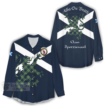 Spottiswood Tartan Lion Rampant Women's Casual Shirt Proudly Display Your Heritage with Alba Gu Brath and Clan Name - Tartan Vibes Clothing