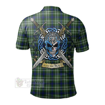 Spottiswood Tartan Polo Shirt with Family Crest Celtic Skull Style - Tartan Vibes Clothing
