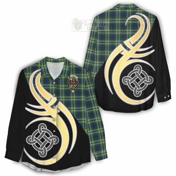 Spottiswood Tartan Women's Casual Shirt with Family Crest and Celtic Symbol Style - Tartan Vibes Clothing