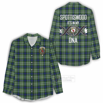 Spottiswood Tartan Women's Casual Shirt with Family Crest DNA In Me Style - Tartan Vibes Clothing