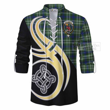 Spottiswood Tartan Ghillie Kilt Shirt with Family Crest and Celtic Symbol Style - Tartan Vibes Clothing