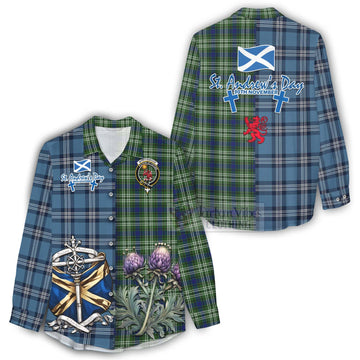 Spottiswood Tartan Women's Casual Shirt Happy St. Andrew's Day Half Tartan Style - Tartan Vibes Clothing