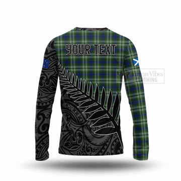 Spottiswood Crest Tartan Long Sleeve T-Shirt with New Zealand Silver Fern Half Style - Tartan Vibes Clothing
