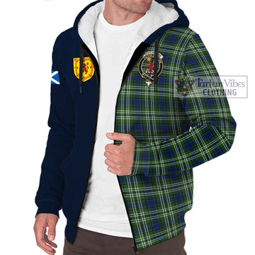 Spottiswood Tartan Sherpa Hoodie Alba with Scottish Lion Royal Arm Half Style - Tartan Vibes Clothing