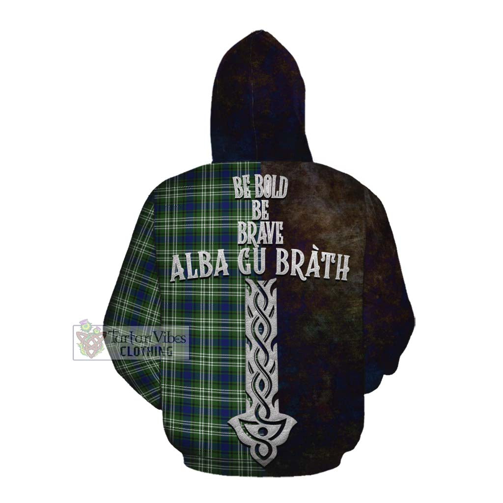 Tartan Vibes Clothing Spottiswood Tartan Family Crest Cotton Hoodie Alba Gu Brath Be Brave Lion Ancient Style