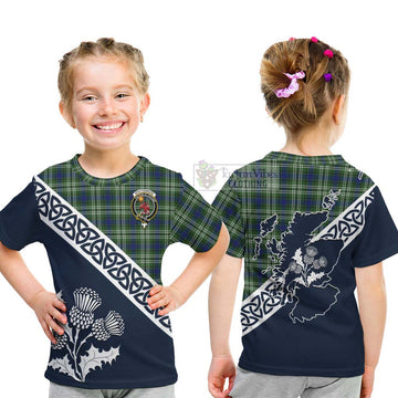 Spottiswood Tartan Kid T-Shirt Featuring Thistle and Scotland Map - Tartan Vibes Clothing
