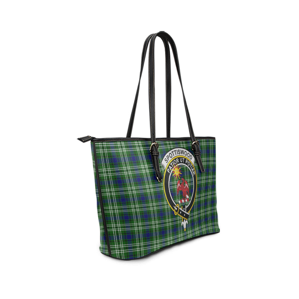 Spottiswood Tartan Leather Tote Bag with Family Crest - Tartan Vibes Clothing