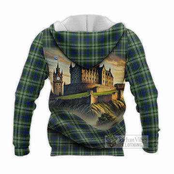 Spottiswood Tartan Family Crest Knitted Hoodie with Scottish Ancient Castle Style - Tartan Vibes Clothing