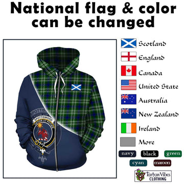 Spottiswood Tartan Hoodie with Personalised National Flag and Family Crest Half Style - Tartan Vibes Clothing