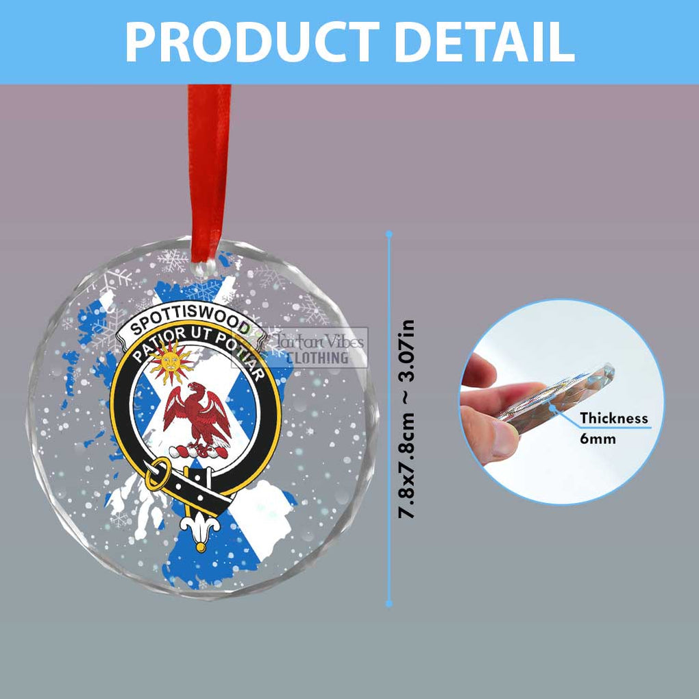 Spottiswood Clan Crest Christmas Glass Ornament with Scotland Map - 2D-tartanvibesclothing