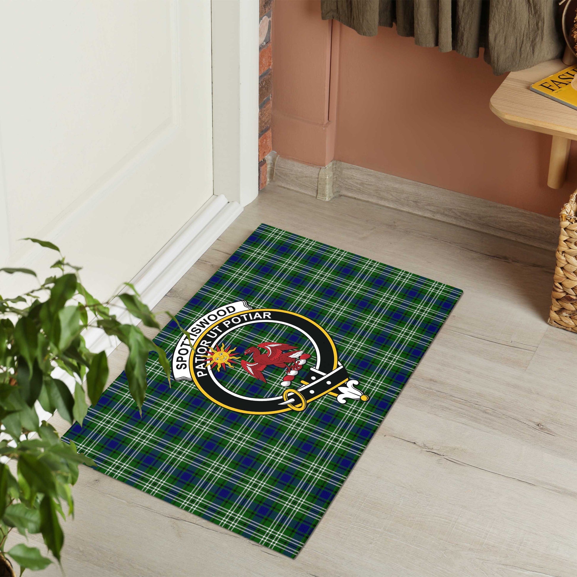 Spottiswood Tartan Rubber Doormat with Family Crest - Tartan Vibes Clothing