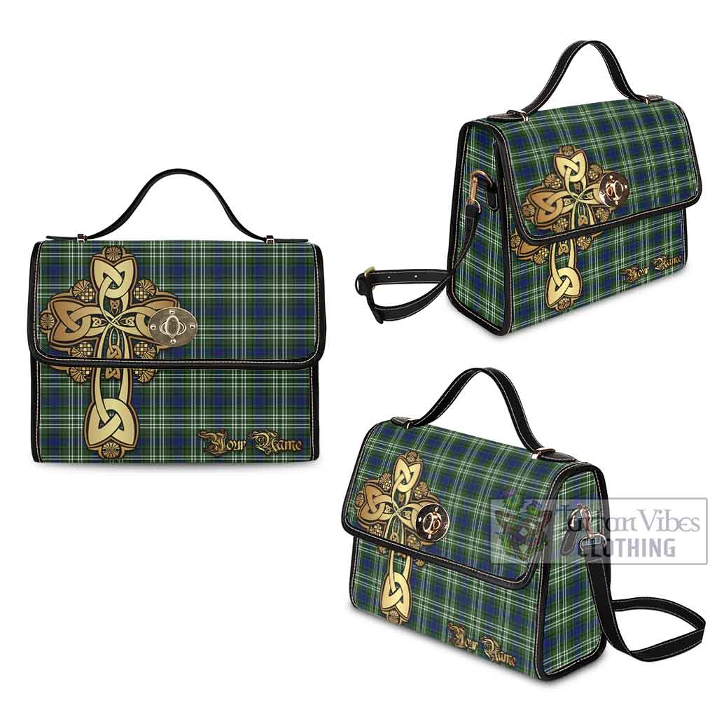 Tartan Vibes Clothing Spottiswood Tartan Waterproof Canvas Bag Golden Thistle Celtic Cross Style