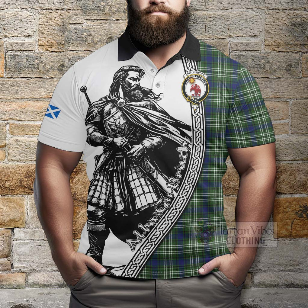Spottiswood Tartan Clan Crest Polo Shirt with Highlander Warrior Celtic Style - Tartan Vibes Clothing