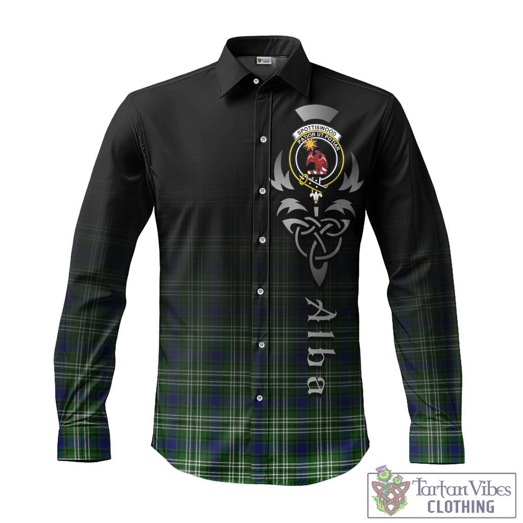 Spottiswood Tartan Long Sleeve Button Up Featuring Alba Gu Brath Family Crest Celtic Inspired - Tartan Vibes Clothing