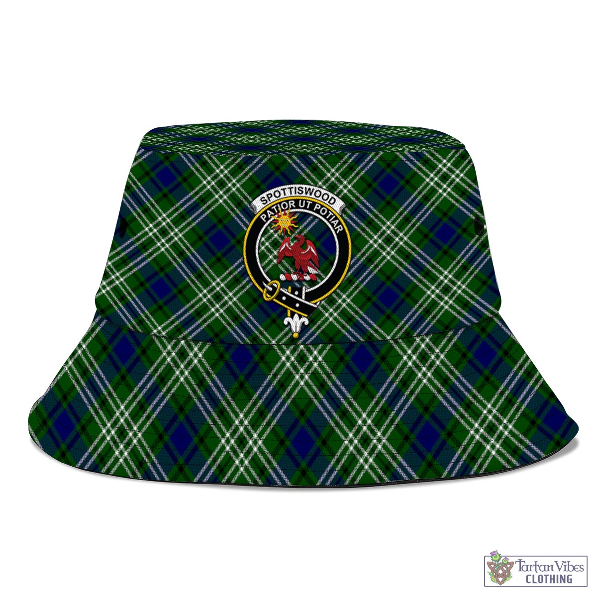 Tartan Vibes Clothing Spottiswood Tartan Bucket Hat with Family Crest