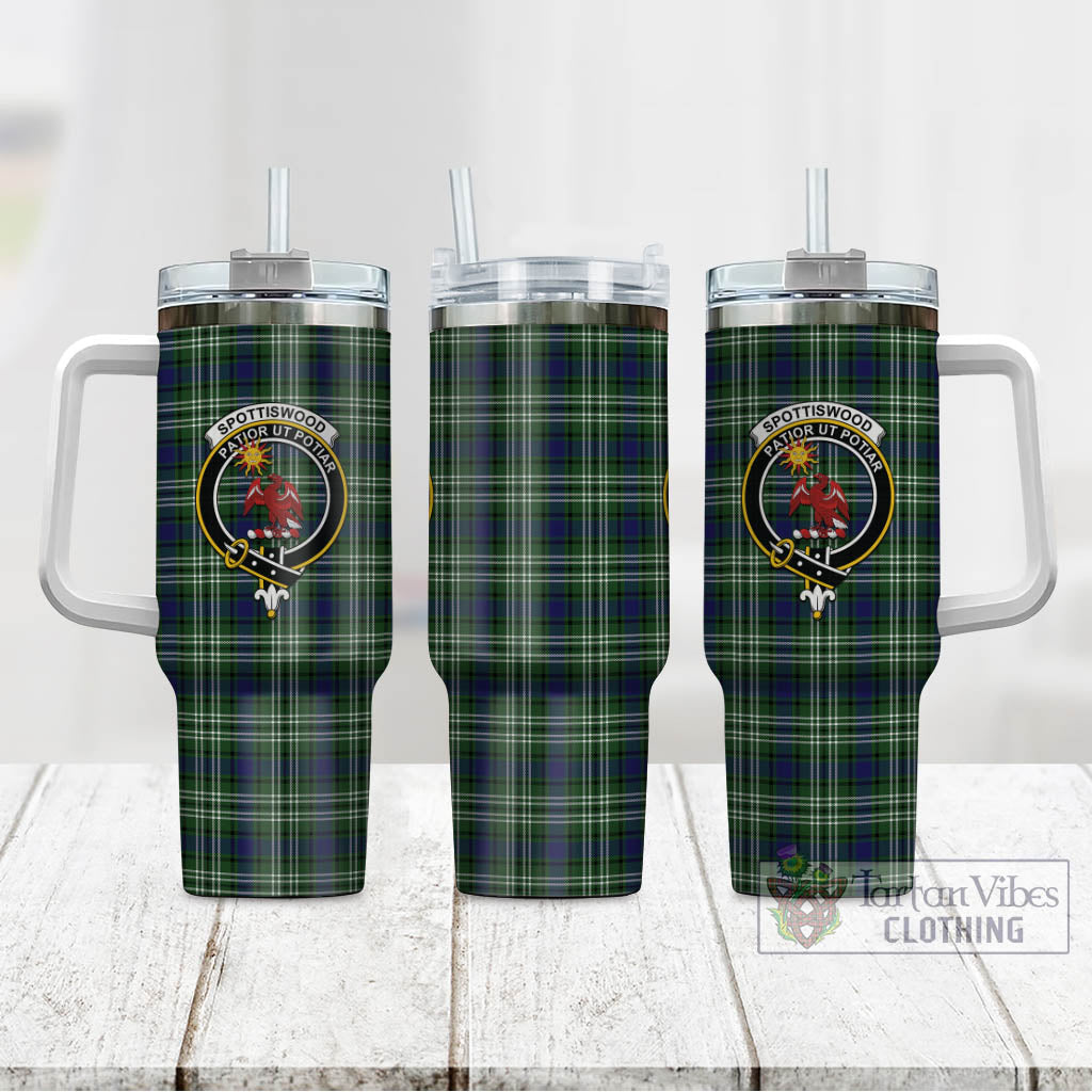 Spottiswood Tartan Tumbler with Handle with Family Crest - Tartan Vibes Clothing