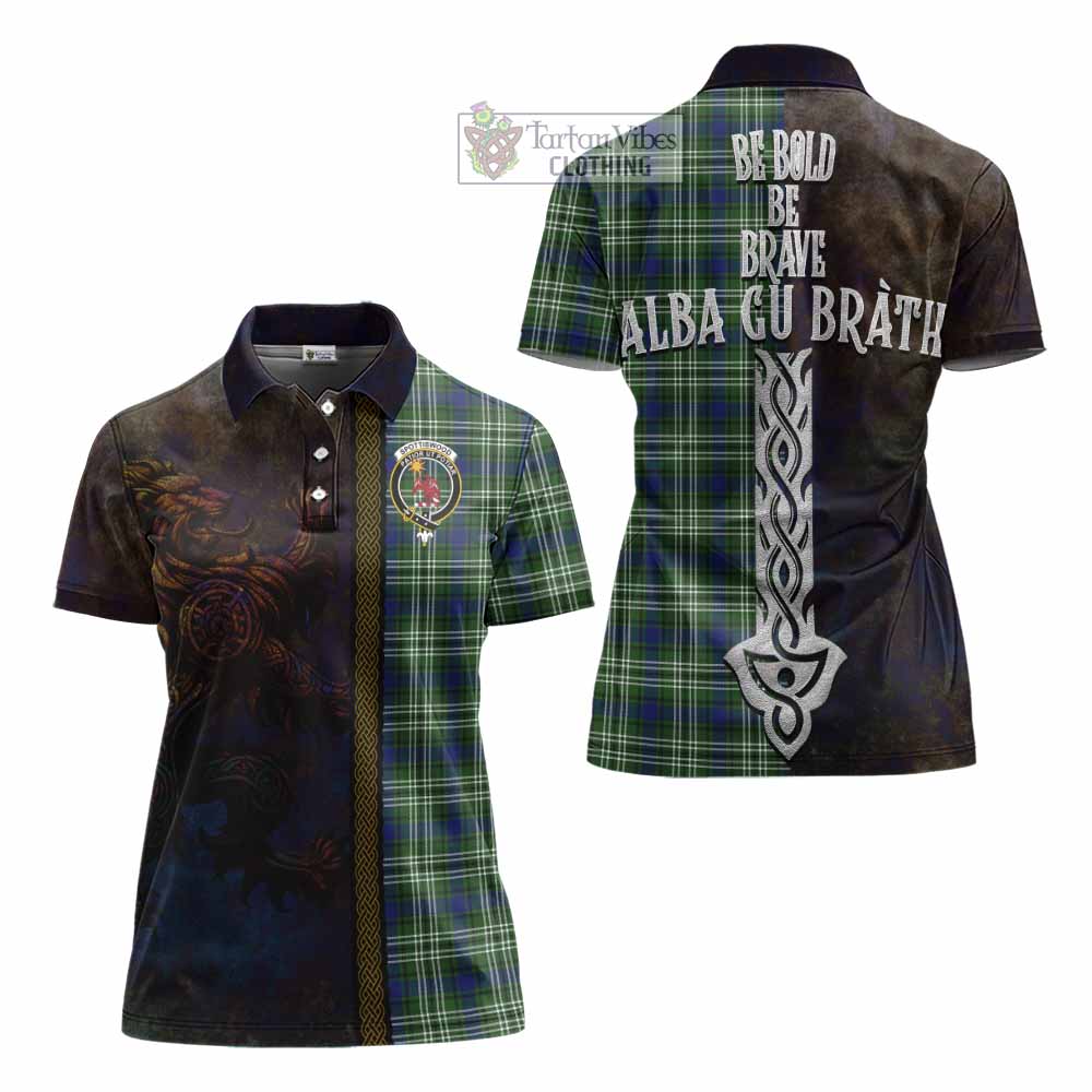 Tartan Vibes Clothing Spottiswood Tartan Family Crest Women's Polo Shirt Alba Gu Brath Be Brave Lion Ancient Style