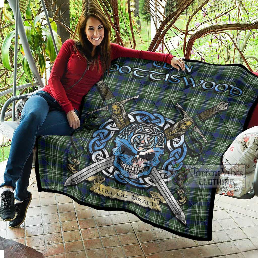 Tartan Vibes Clothing Spottiswood Tartan Quilt with Celtic Skull Alba Gu Brath Style