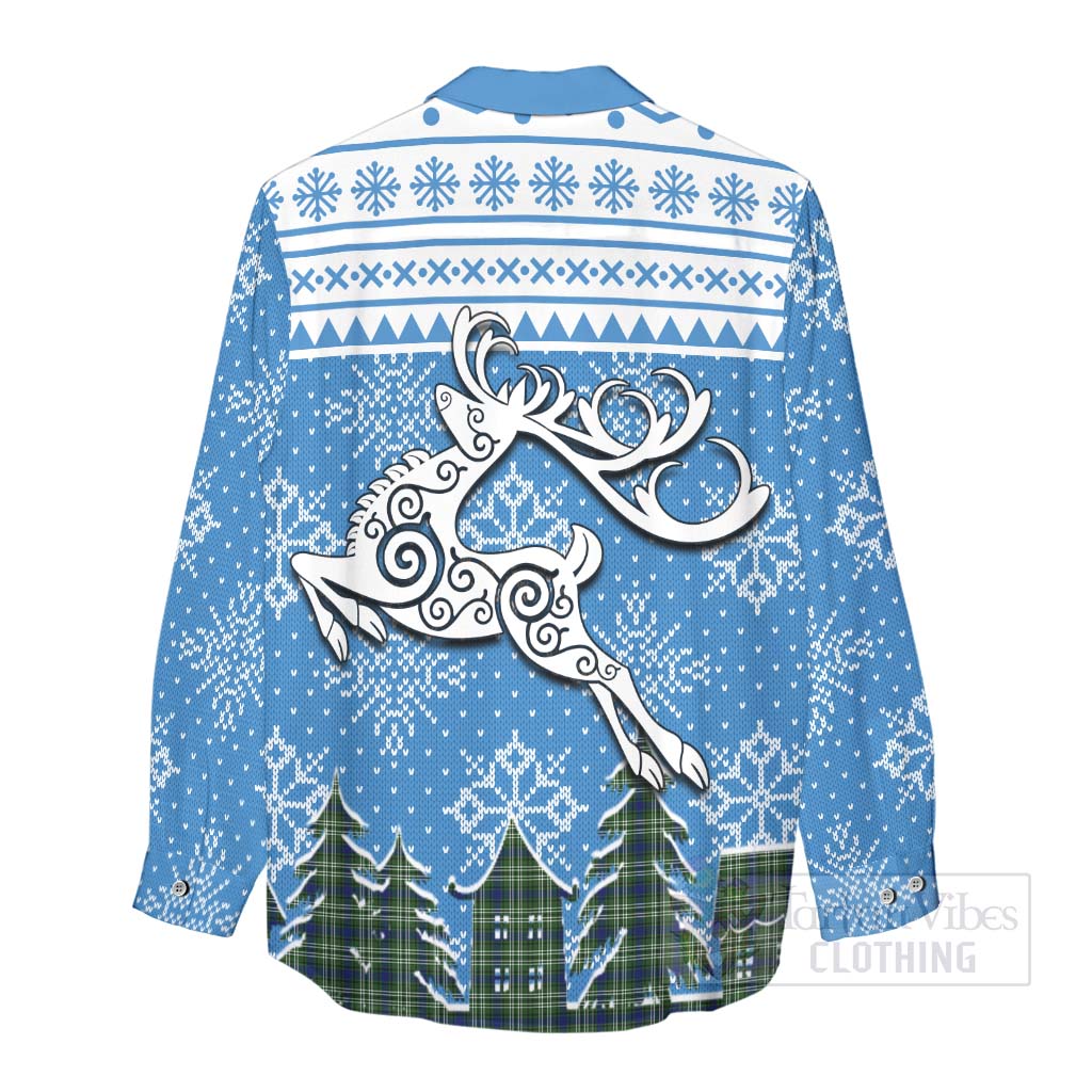 Spottiswood Clan Christmas Women's Casual Shirt Celtic Reindeer Style - Tartan Vibes Clothing
