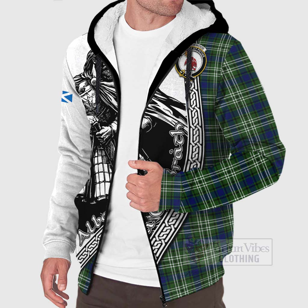 Spottiswood Tartan Clan Crest Sherpa Hoodie with Highlander Warrior Celtic Style Unisex - Tartan Vibes Clothing