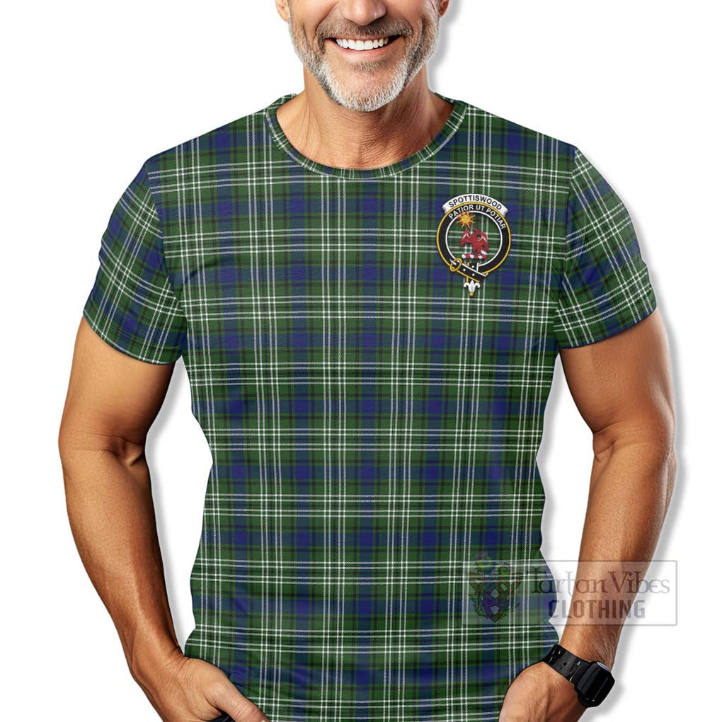 Spottiswood Tartan T-Shirt with Family Crest Celtic Skull Style - Tartan Vibes Clothing