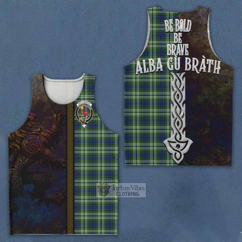 Tartan Vibes Clothing Spottiswood Tartan Family Crest Men's Tank Top Alba Gu Brath Be Brave Lion Ancient Style