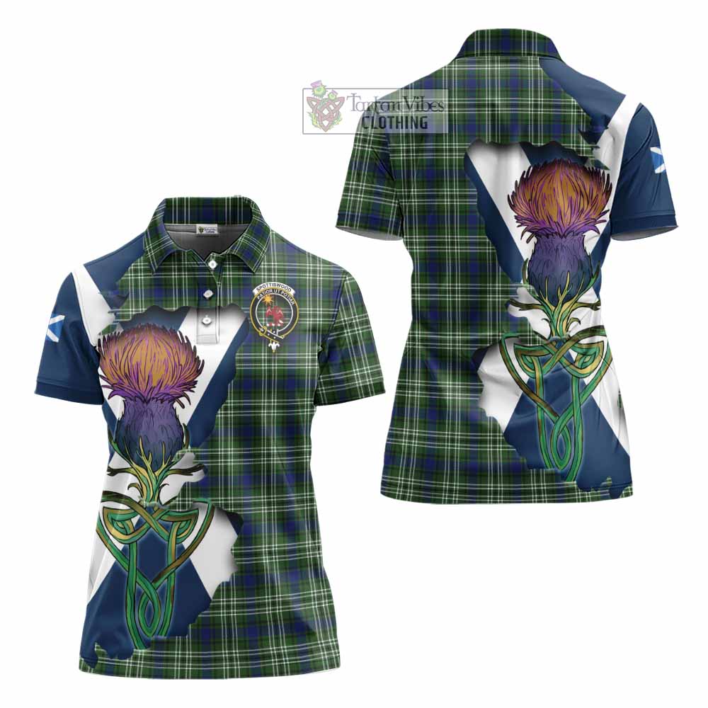 Tartan Vibes Clothing Spottiswood Tartan Family Crest Women's Polo Shirt Scottish Thistle Celtic Inspired