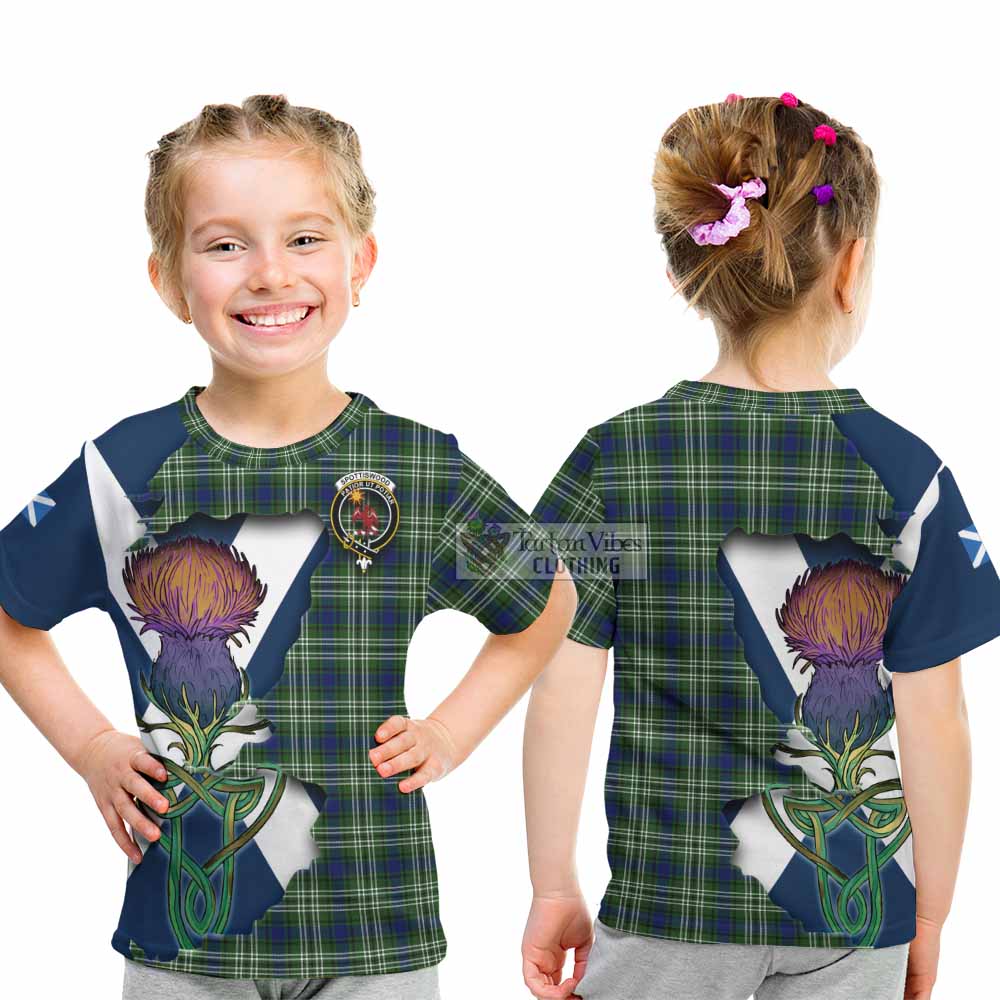 Tartan Vibes Clothing Spottiswood Tartan Family Crest Kid T-Shirt Scottish Thistle Celtic Inspired