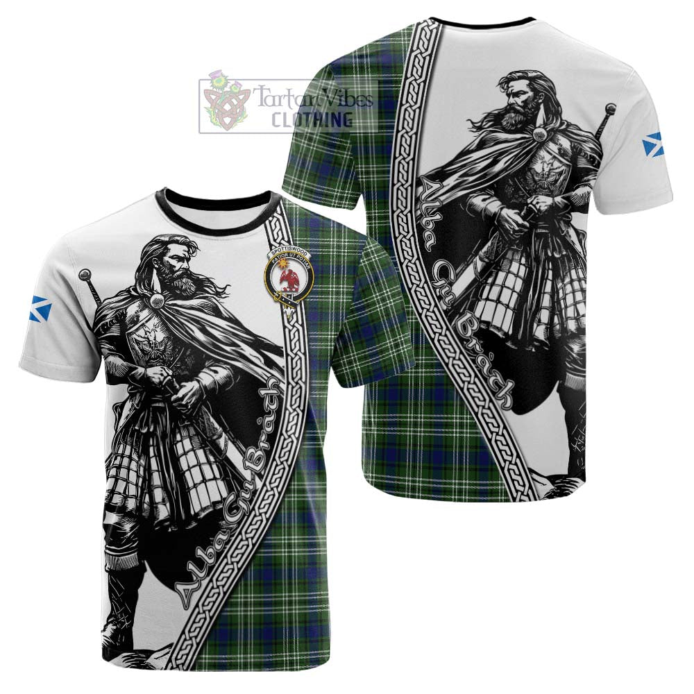 Spottiswood Tartan Clan Crest Cotton T-shirt with Highlander Warrior Celtic Style - Tartan Vibes Clothing