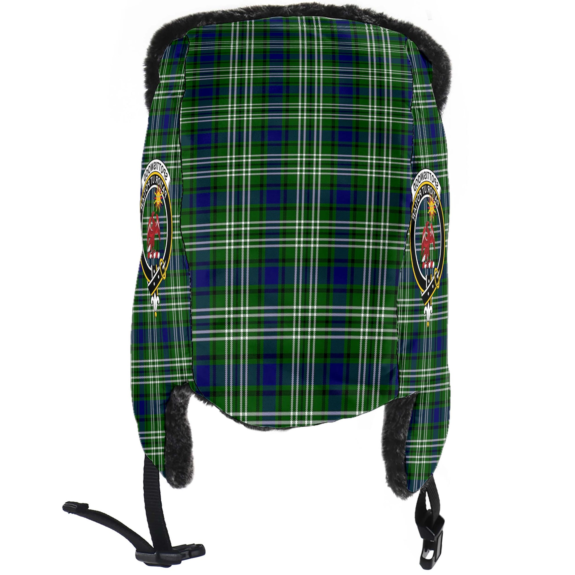 Spottiswood Tartan Winter Trapper Hat with Family Crest - Tartan Vibes Clothing