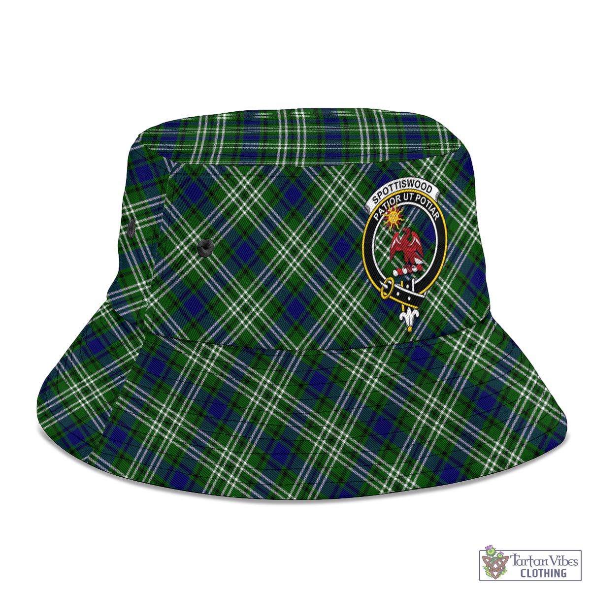 Tartan Vibes Clothing Spottiswood Tartan Bucket Hat with Family Crest