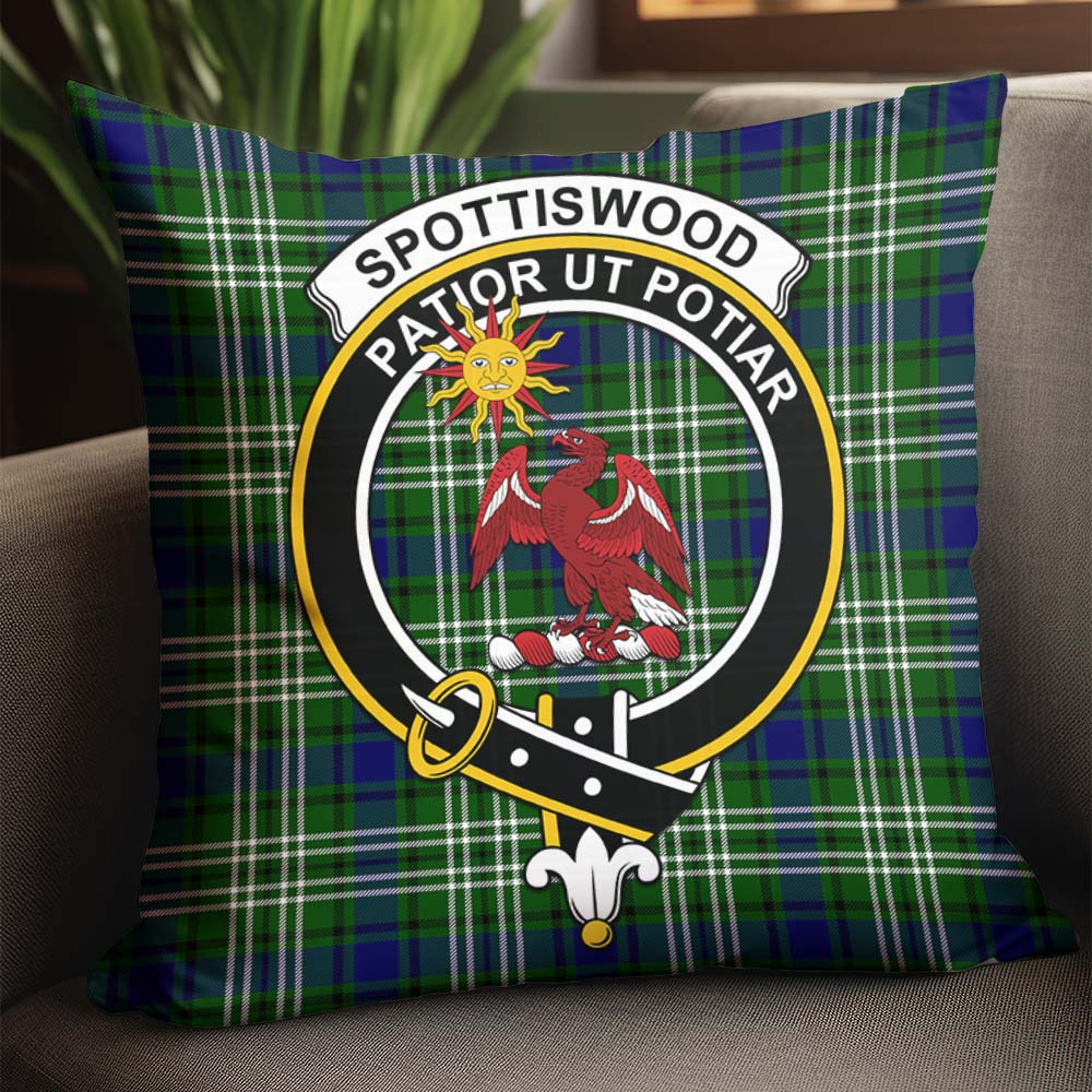 Spottiswood Tartan Pillow Cover with Family Crest - Tartan Vibes Clothing