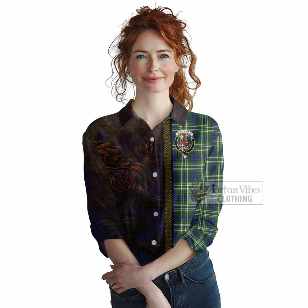 Tartan Vibes Clothing Spottiswood Tartan Family Crest Women's Casual Shirt Alba Gu Brath Be Brave Lion Ancient Style