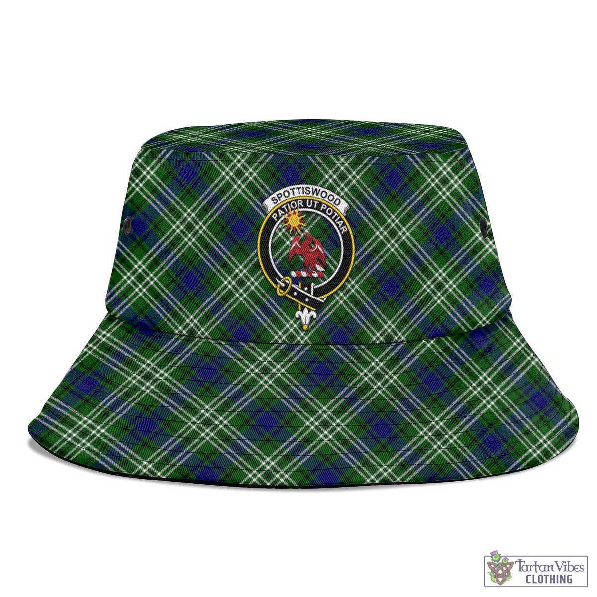 Tartan Vibes Clothing Spottiswood Tartan Bucket Hat with Family Crest