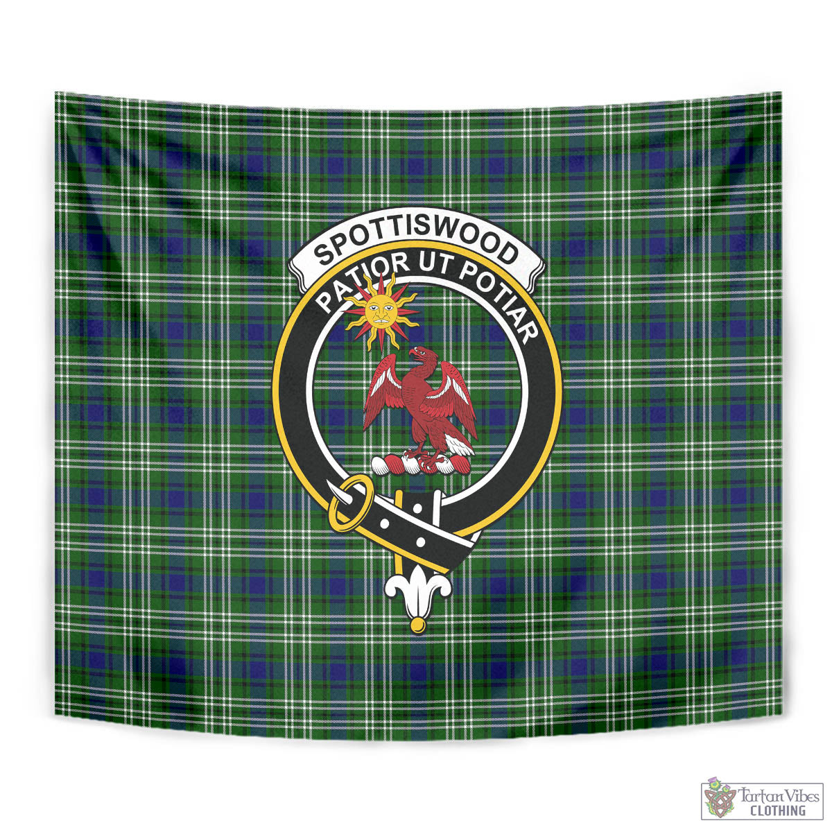 Tartan Vibes Clothing Spottiswood Tartan Tapestry Wall Hanging and Home Decor for Room with Family Crest
