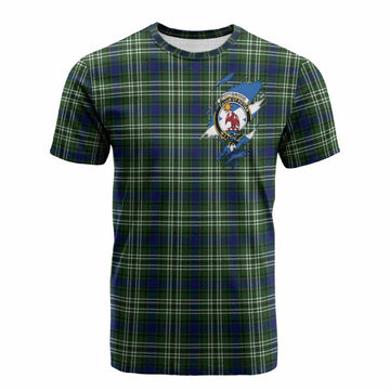 Spottiswood Clan Crest In Me Tartan Cotton T-shirt Scotland Flag Style