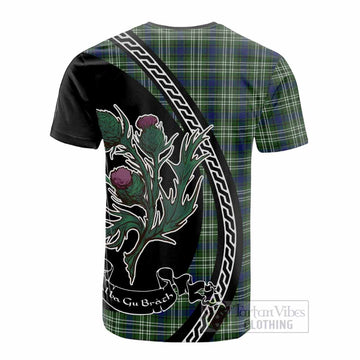 Spottiswood Family Crest Tartan Cotton T-shirt Alba Thistle Inspired - Tartan Vibes Clothing