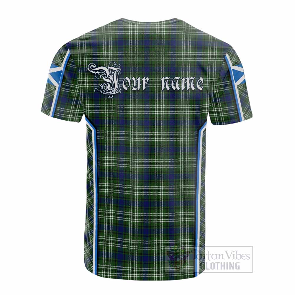 Spottiswood Tartan Crest Cotton T-shirt Scotland Coat of Arm Flag Style - Tartan Vibes Clothing