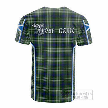 Spottiswood Tartan Crest Cotton T-shirt Scotland Coat of Arm Flag Style - Tartan Vibes Clothing