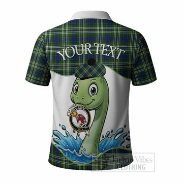 Spottiswood Tartan Crest Cute Nessie Polo Shirt Scottish Loch Ness Monster