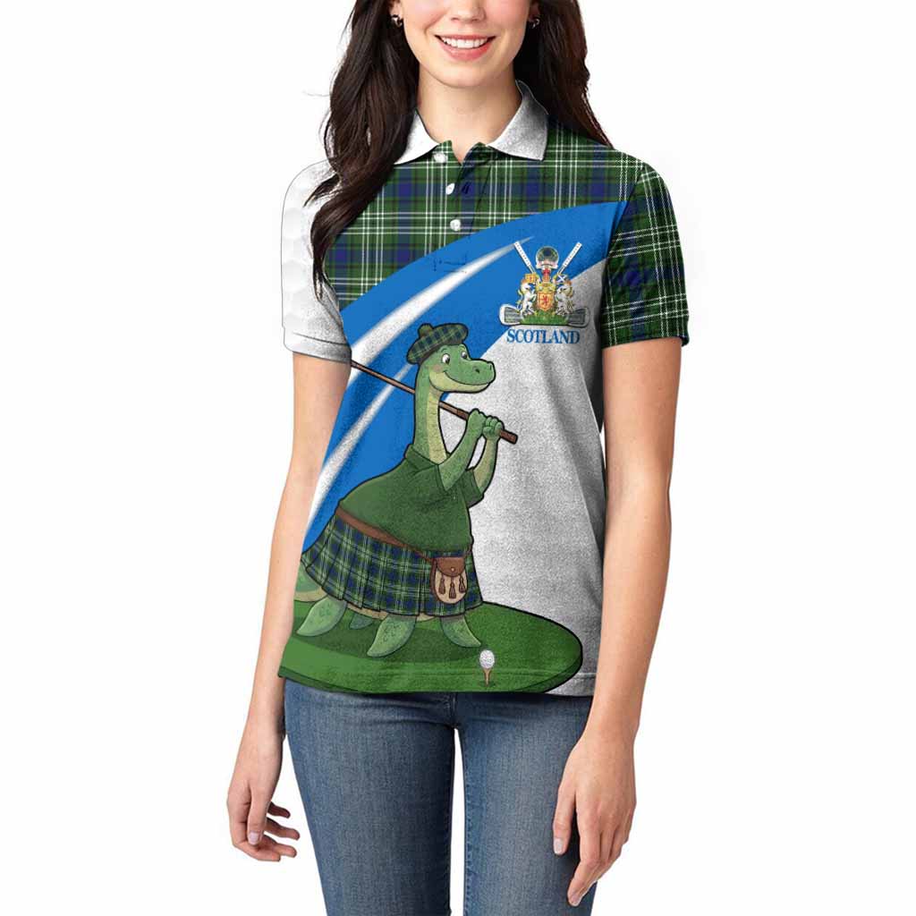 Spottiswood Tartan Crest Golf Nessie Women Polo Shirt Loch Ness Monster Sporty Style