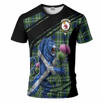 Spottiswood Tartan Crest T-Shirt Scottish Lion Rampant Thistle