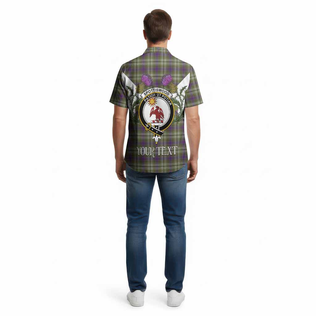 Spottiswood Tartan Family Crest Cotton Hawaiian Shirt Scottish Burns Night Thistle Floral