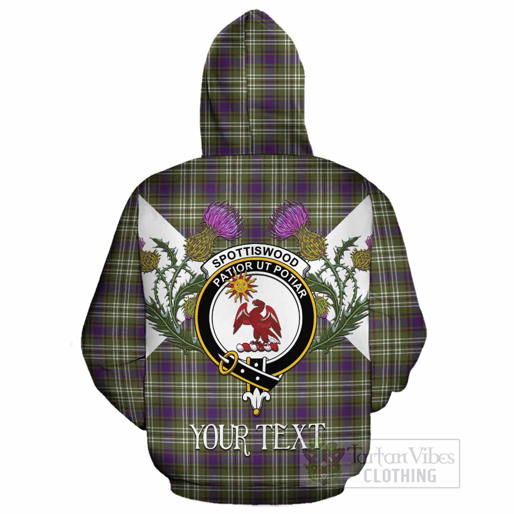 Spottiswood Tartan Family Crest Cotton Hoodie Scottish Burns Night Thistle Floral