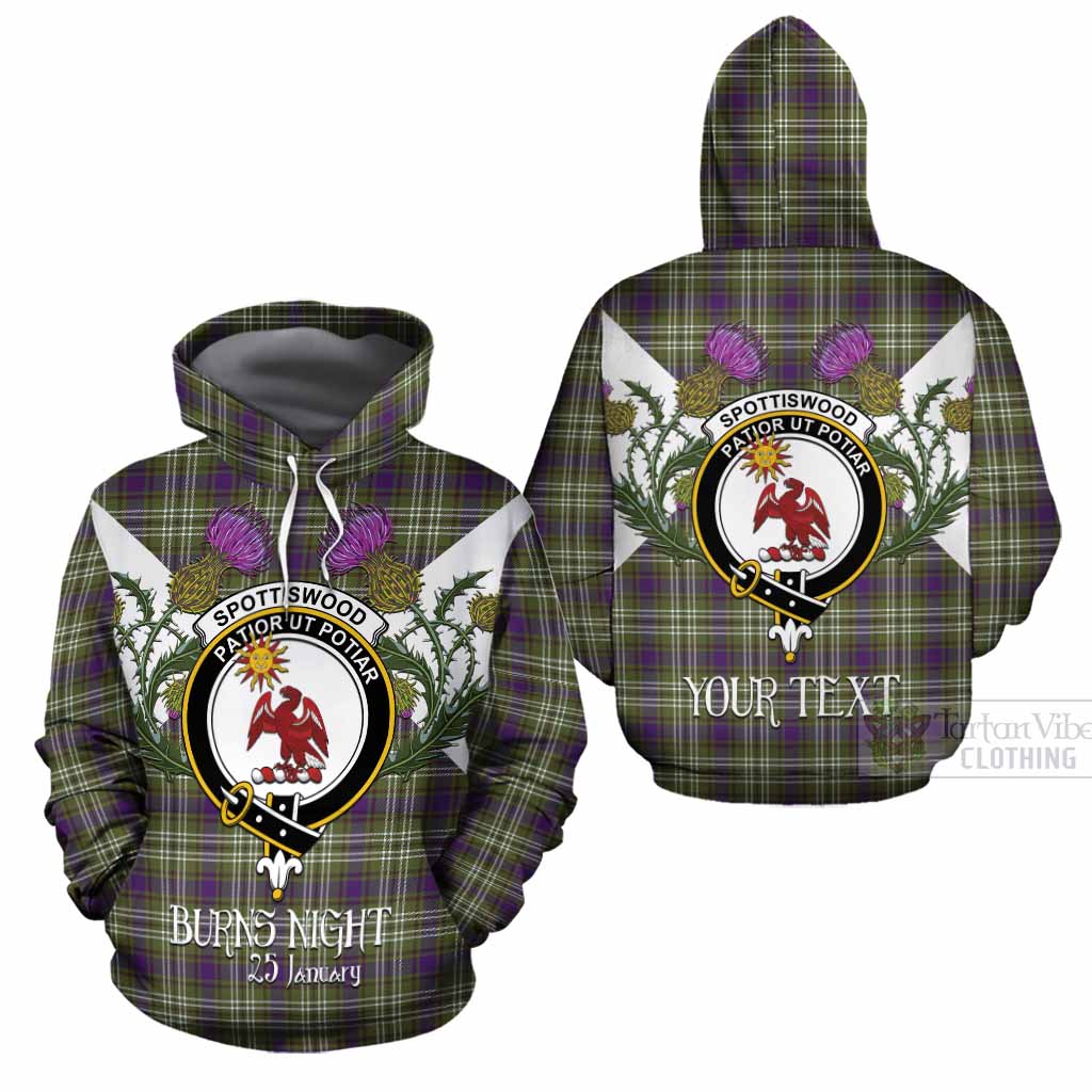 Spottiswood Tartan Family Crest Cotton Hoodie Scottish Burns Night Thistle Floral