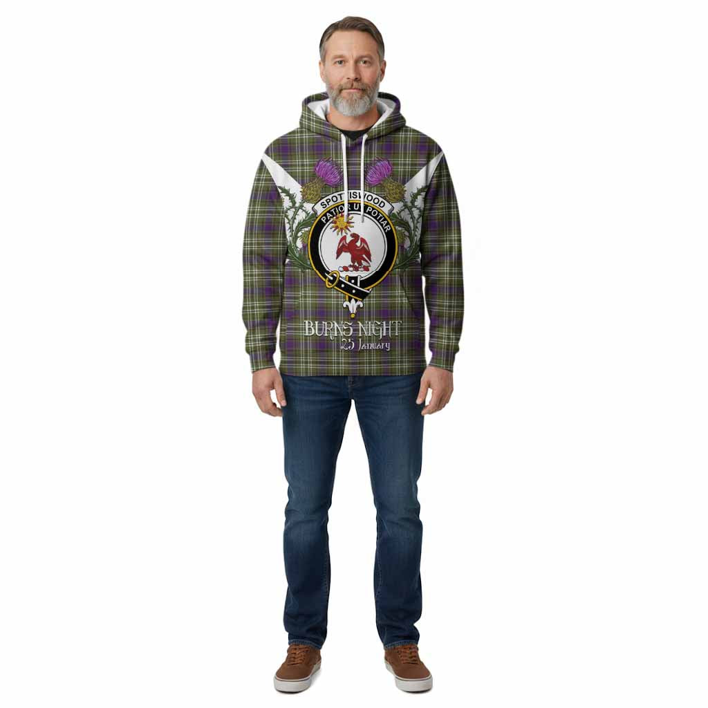 Spottiswood Tartan Family Crest Cotton Hoodie Scottish Burns Night Thistle Floral