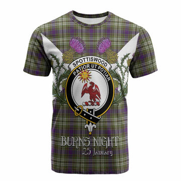 Spottiswood Tartan Family Crest Cotton T-shirt Scottish Burns Night Thistle Floral