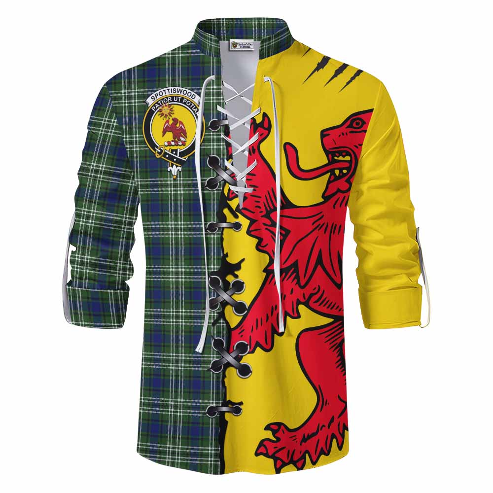 Spottiswood Tartan Family Crest Ghillie Kilt Shirt Lion Rampant Honor - Tartan Vibes Clothing